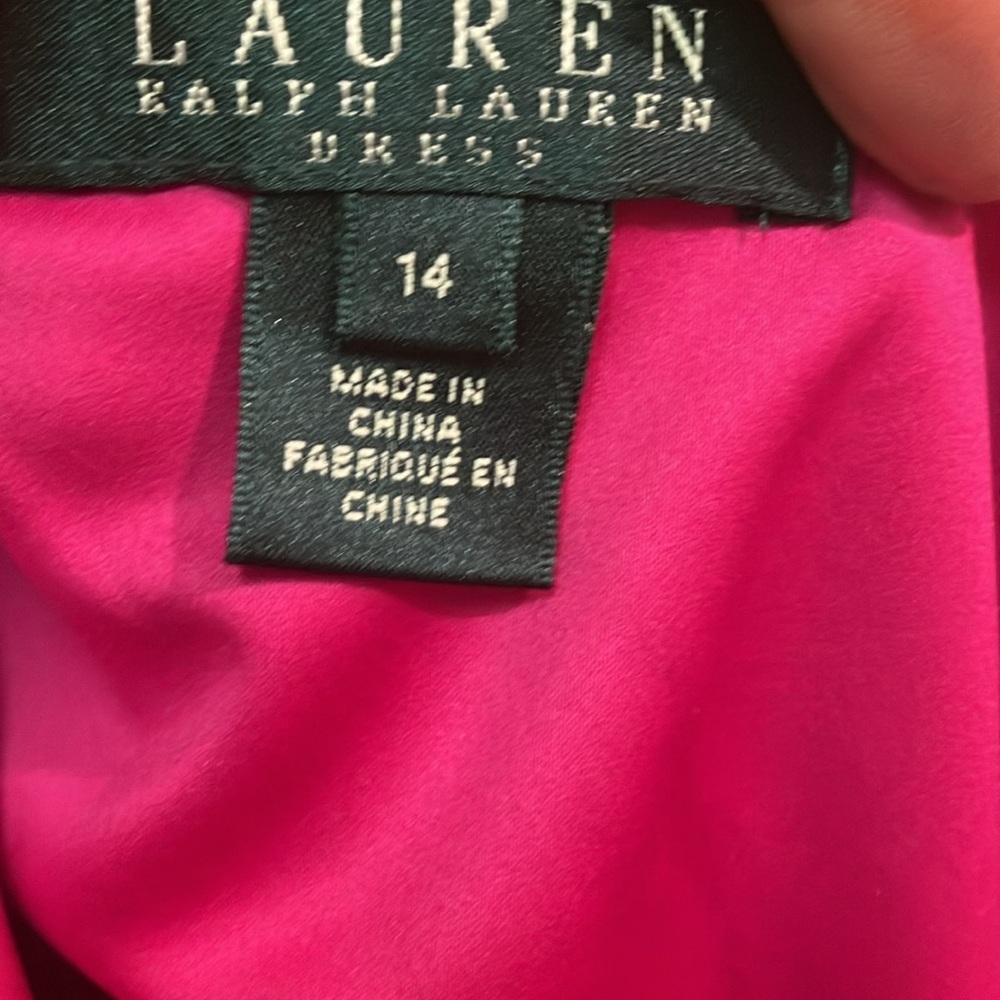 NWT Lauren by Ralph Lauren Women's Londie One-Shoulder Fuschia Dress Size 14 - Picture 7 of 12